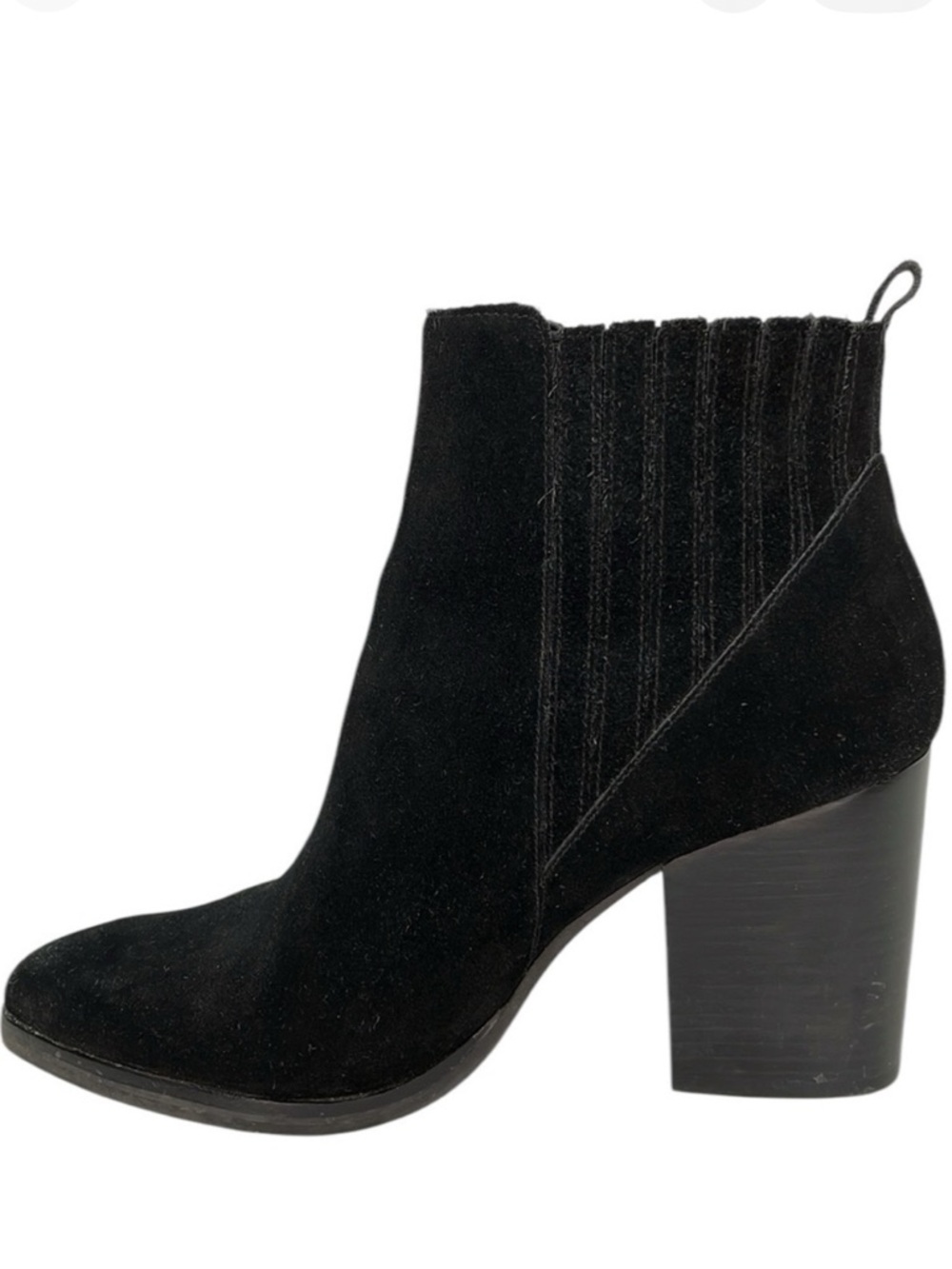 Marc Fisher Booties Black Suede Ankle Boots Pointed Toe Heeled Size 8.5